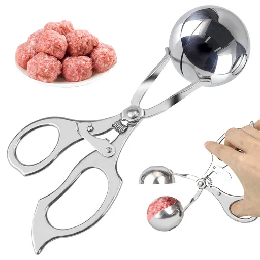 Meatball Maker Stainless Steel Meat Baller Meatball Making Tool Ice Cream Scoop Disher Fruits Kitchen Tools,（large size）High intensity ambient light