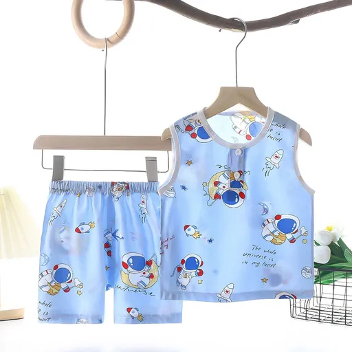 Tong Xinyuan Kids Cotton Silk Vest Set Shorts (Blue) Dinosaur Cotton Vest Set 90cm