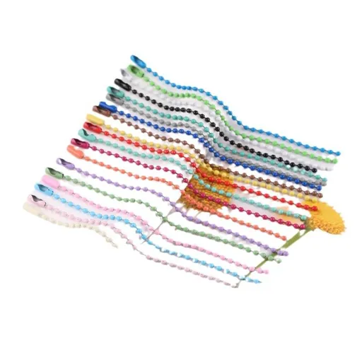 100pcs Ball Bead Chain Long Mixed Color Metal Adjustable Antiqued Ball Chain with Bead Connector Clasp for DIY Tags