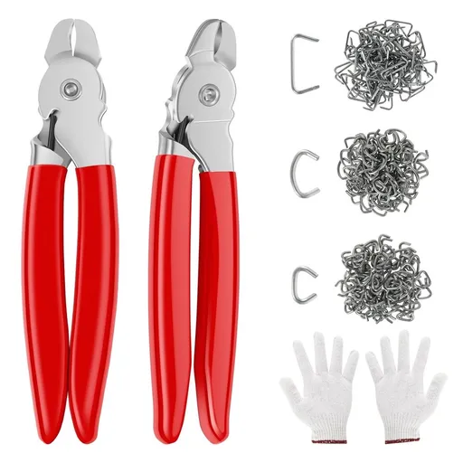 Straight Hog Ring Pliers, Dual Pliers Design, Added Hand Protection for Auto Upholstery And Pet Cage Fence Maintenance