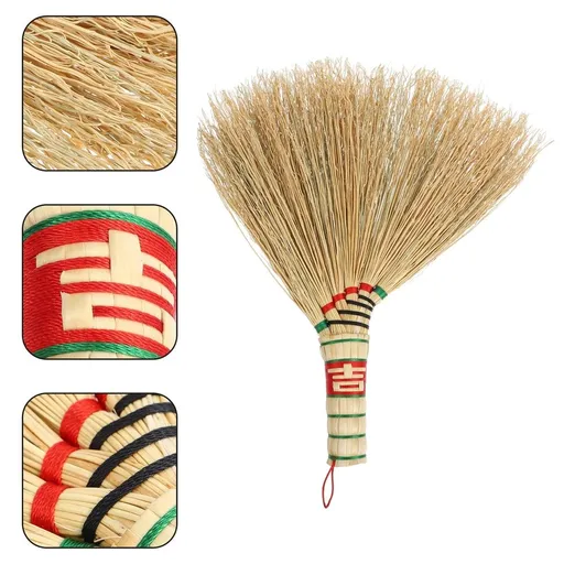 Compact Hand Broom in Light Yellow, Sorghum Bristles, Perfect for Desk Cleaning and Small Spaces