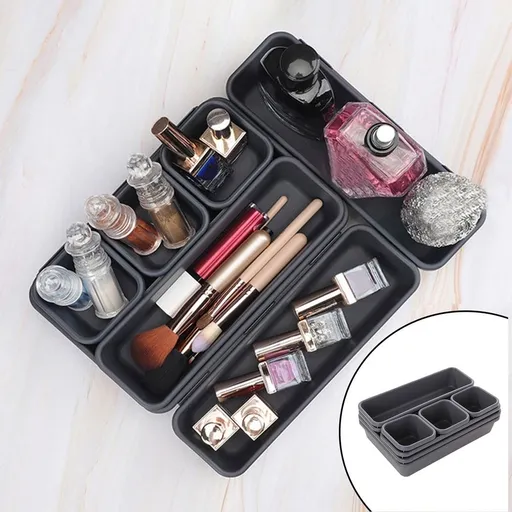 Drawer Organizer Bins Organizer for Drawers 8 Piece Drawer Organizer Set 3 Sizes Plastic Dividers for Cosmetics Kitchen Bathroom Office Adjustable 9.3 by 6.3 Inch