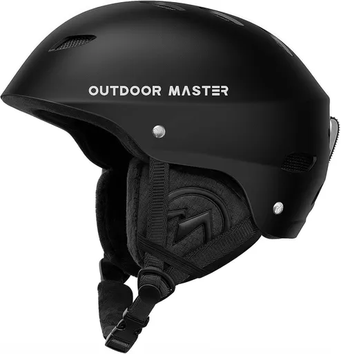 OutdoorMaster Kelvin Ski Helmet - with ASTM Certified Safety, 9 Options - for Men, Women & Youth-Black,Large