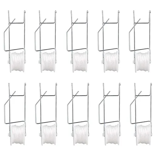 10Pcs Tomato Trellis Roller Hooks Tomato Support Hooks Plant Roller Hook with 15M String Plant Cages Supports Roller Hook for Plant Fruit