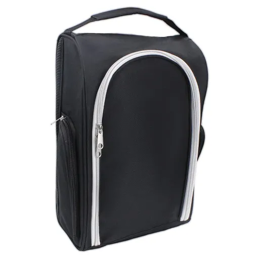 Golf Shoe Bag for Travel Zippered Sport Shoe Carrier Bags with Side Accessory Pockets for Socks, Tees, Golf Balls（Black）