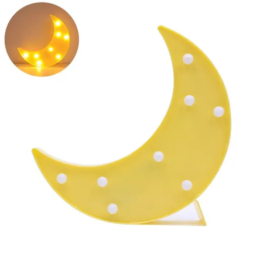 LED Moon Shaped Signs, Light Up Moon Night Lights Battery Operated Crescent Moon Lamp for Bedroom, Christmas, Birthday