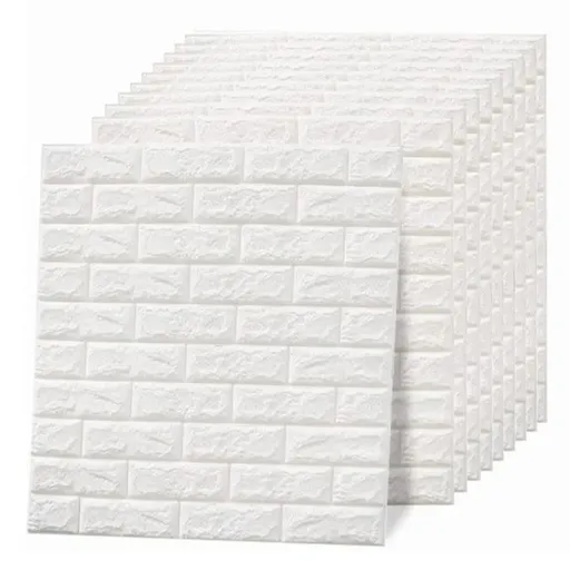 3D Wallpaper Self Adhesive Waterproof Cuttable Faux Brick Wall Panel White 10 Piece