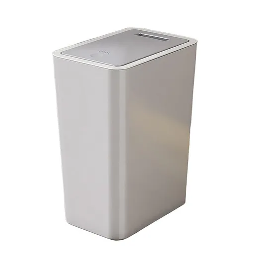 12L Trash Can with Lid, Durable Corrosion-Resistant Odor and Leak Proof for Kitchen Bathroom Living Room, Gray