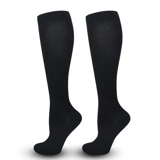 Flat Panel Black Compression Calf Socks Size S/M (35-38) | Halloween All-Match Slim Gift | Flat Black Calf Support Socks for Running & Daily Wear