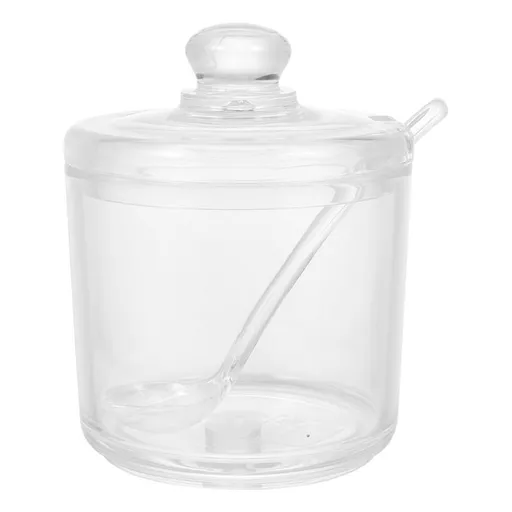 Seasoning Box , Clear Glass Sugar Bowl Set with Lid and Spoon A