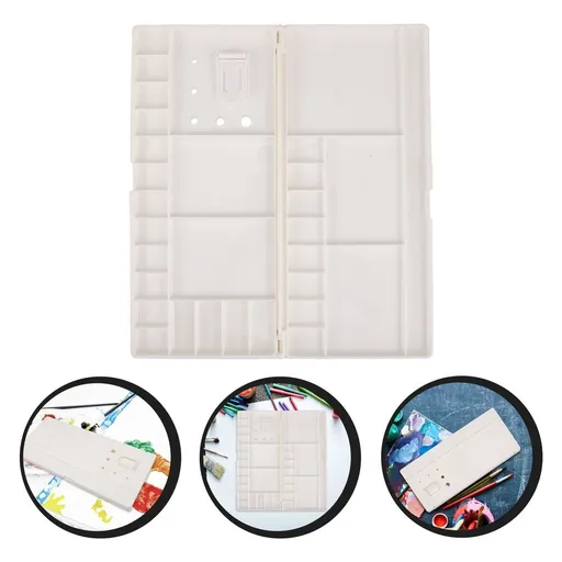 White Plastic Folding Paint Palette with 30 Compartments, Portable, and Ideal for Artists and Painting Projects
