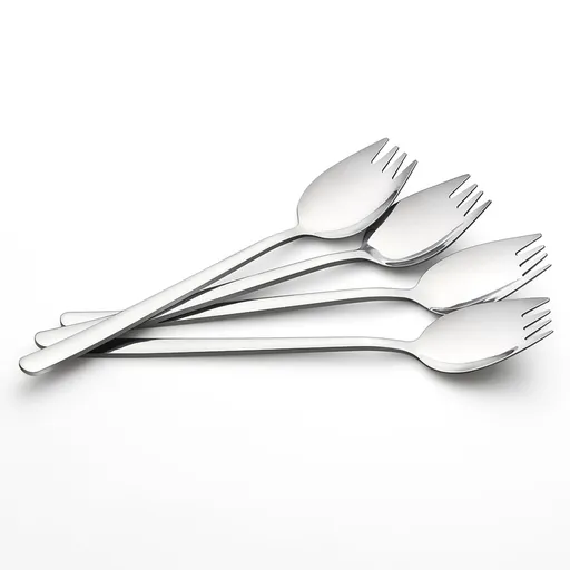 4-PCS Stainless Steel, Metal Spork for Everyday Household Use, 8.4-Inch Long Handle Dessert Ice Cream Salad Forks, Flatware