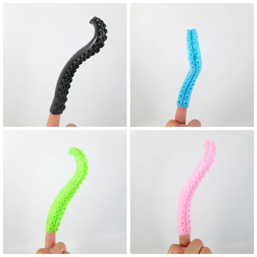 5 Silicone Finger Tentacle Puppets Green Glow-in-The-Dark Finger Tentacle Puppets Each Tentacle Measures Approx 6" Long
