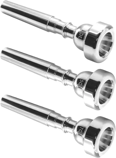 Biaungdo Trumpet Mouthpiece 7C 5C 3C, 3 Pcs Brass Material Silver Plated Trumpet Mouthpiece Set for Professional Players, Beginner