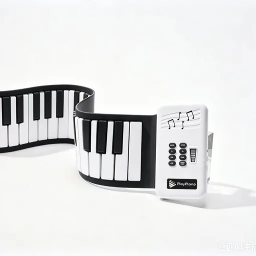 49-Key Rainbow Roll-Up Piano – Silicone Waterproof Soft Keyboard, Foldable Portable, Music Enlightenment Instrument(Black and white)