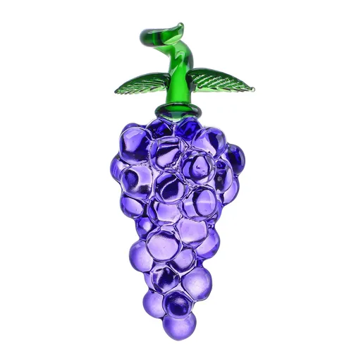 Handmade Glass Purple Grape Figurine Collectibles Crystal Fruit Ornament Decoration Art Glass Grape Miniature for Home Office