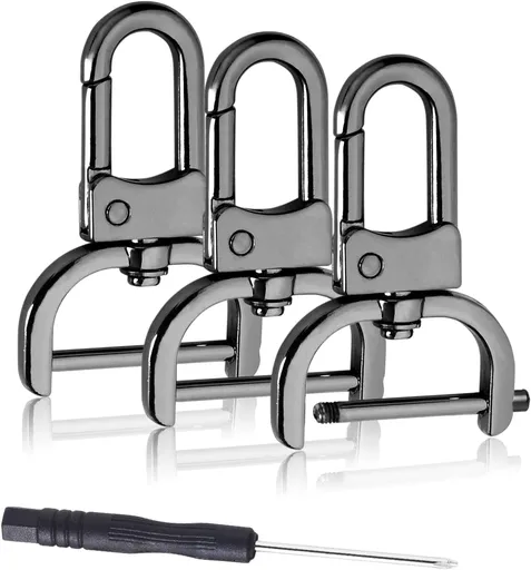 6 Pack 1 Inch Detachable Snap Hook Swivel Clasp, Metal Lobster Claw Clips Clasp with Screwdriver for Replacement Purse Keychain Hardware, Keyring Clip, Pets Collar Accessories (Black)