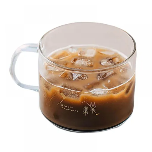 Glass and Bottle , Household Large Capacity Transparent Water Cup Breakfast Cup with Handle Glass 500Ml/16.9 Fl.Oz As shown