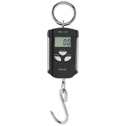 Portable Electronic Hanging Scale Digital LCD Backlit Display kg/lb/JIN 200KG W/HookSilver Frame