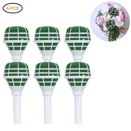 6PCS Bouquet Holders Foam Floral Handle Lightweight DIY Bouquet Accessories for Bridal