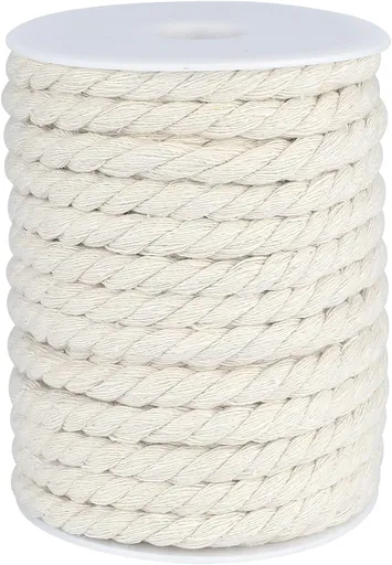 1/3 Inch Nautical Cotton Rope Crafts, 8mm x 65Feet Clothes line Rope for Outdoor,3 Ply White Rope Cord Unbleached Rope, Macrame Cord Rope for Clothesline, Baskets, Hangings Pots, Pet, Toys