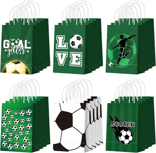 24 Piece Football Party Favor Bags 6 Designs, 21 x 15 x 8 cm