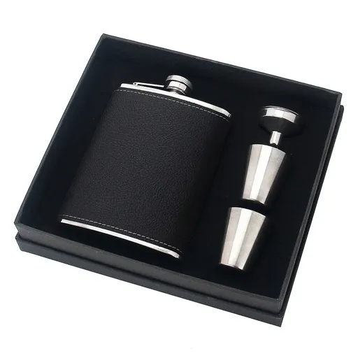 8oz Stainless Steel Wine Flask Portable Flat Metal Outdoor Bottle Gift Set Use - Lychee Pattern