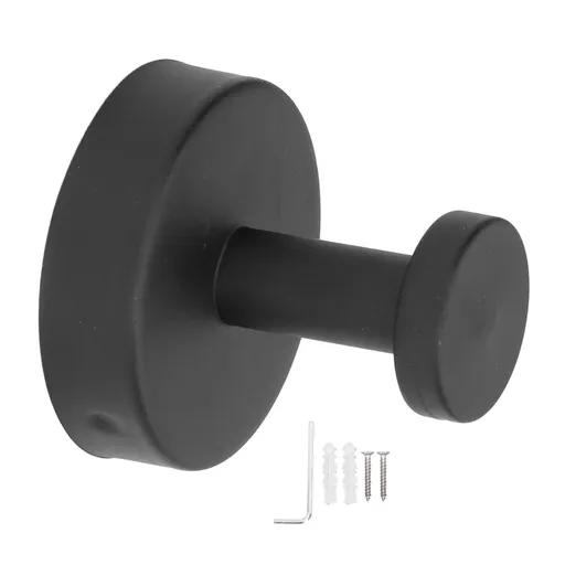 Single Coat Hook 304 Stainless Steel Black Wall Mounted Towel Clothes Hat Hanger for Bathroom Kitchen