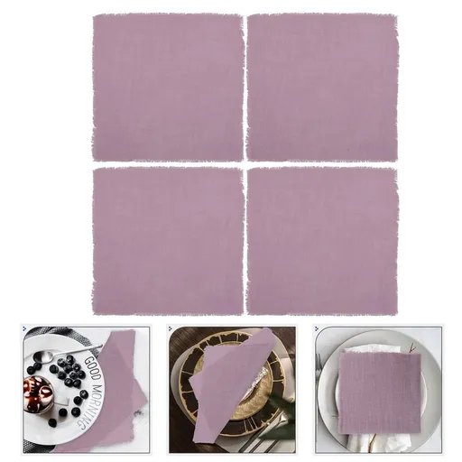 Set of 4 Luxurious Lavender Cotton Linen Napkins for Weddings, Parties, and Special Events