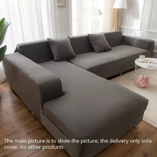 Sofa Cover for Corner L-Shaped Sectional Elastic Gray Pet Friendly Slipcover Armrest,3 Seater
