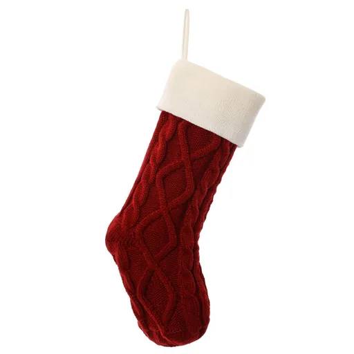 Christmas stocking, knitted stocking, diamond pattern stocking, wool Christmas stocking, festive decorations, holiday stockings, fireplace stocking, Aussie Christmas decor, Christmas gift idea - red and white - Size 2PCS