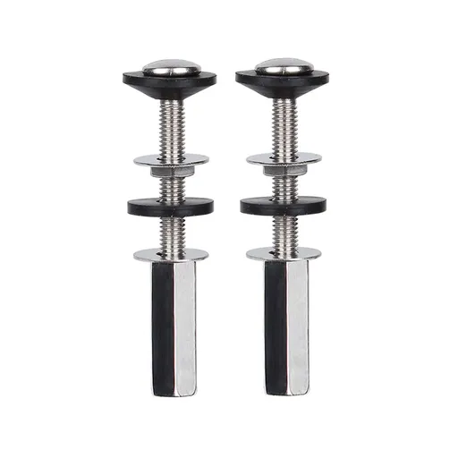 Toilet Tank to Bowl Bolt Kits, 2 Pack Toilet Bolt Kit for Tank Heavy Duty Washers and Round Cover Caps with Extra Long Nut Screw (Silver)