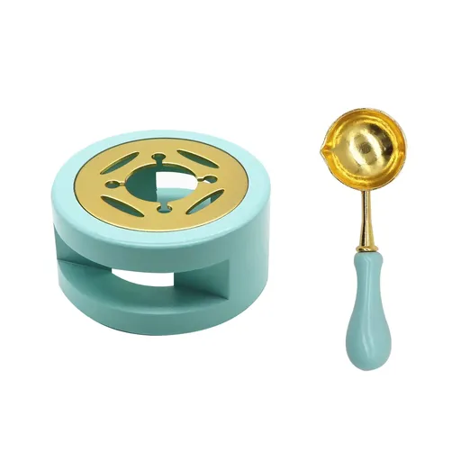 Wax Seal Kit Wax Seal Warmer Wax Seal Stamp Kit Wax Seal Furnace with Melting Spoon for Melting Wax Seal Sticks (Mint Green)