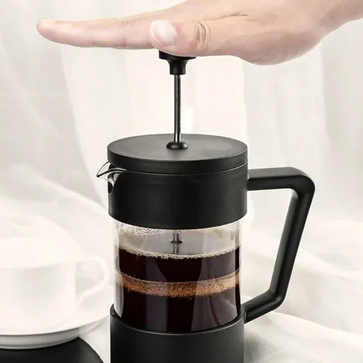 Heat Resistant High Borosilicate Glass French Press Pot Coffee Tools French Press French Press Coffee Tea Maker Thickened Borosilicate Glass Coffee Press Rust Black Color