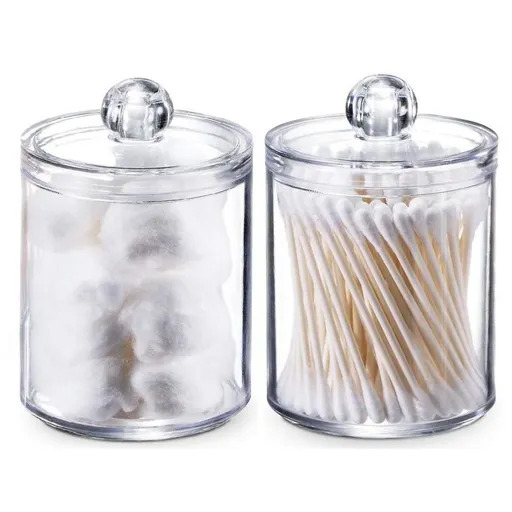 2PCS Transparent Dust-proof Cotton Ball Pad Swabs Make Up Pads Dispenser Holder Organizer Container with lid Multifunction