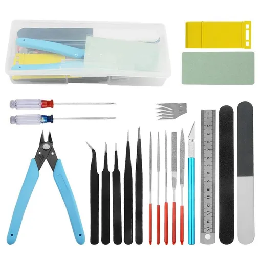 20 PCS Model Tools Kit Basic Tools Hobby Building Tools Kit for Car Model Building Repairing and Fixing Blue