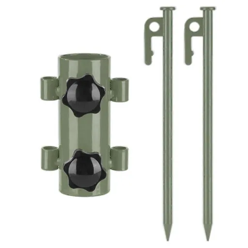 Tent Rod Holder with 30cm Tent Peg Steel Canopy Pole Fixing Stand Camping - Army Green