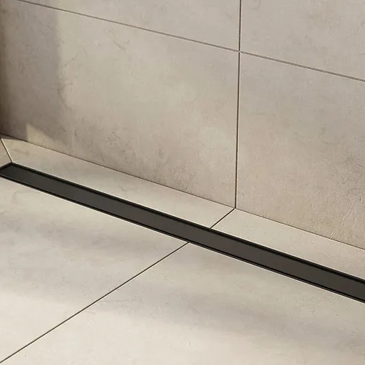 Tile Insert Shower Grate – 100cm Black Drain with Centre Outlet