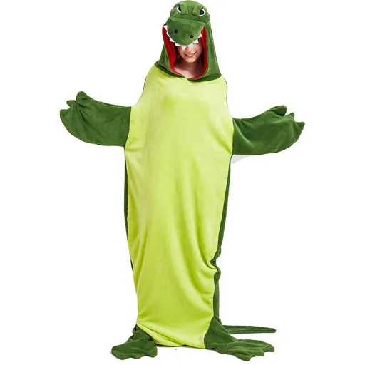 Animal Onesie Costume Soft Flannel Adult One Piece Animal Pajama for Women and Men Green XL