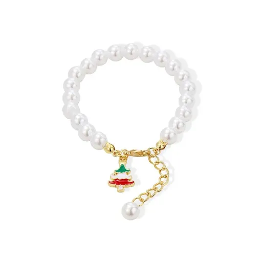 Faux Pearl Bracelet for Women Christmas Gift Adjustable Fashion Jewellery - Christmas tree