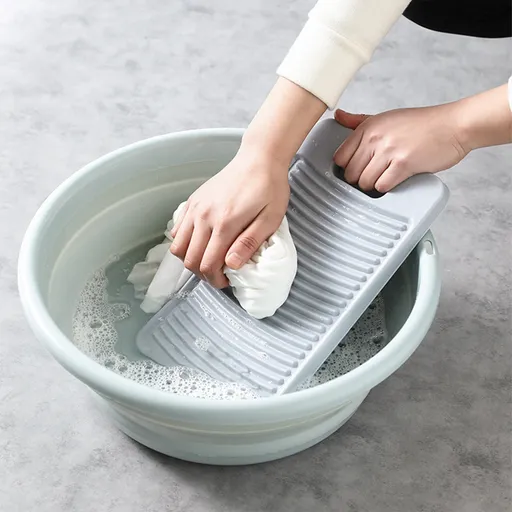 Washboard for Hand Washing Clothes, Portable Plastics Wash Board, Household Scrub Board, Washing Board for Laundry Home Dormitory Travel Small Delicate Articles Cleaning 11.2×6.3 in Gray