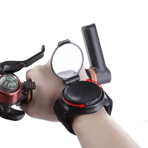 Cycling Rear View Mirror, Rotatable Adjustable Mountain Road Bicycle Cycling Wrist Band Rear View Mirror, Safe Rearview Mirror