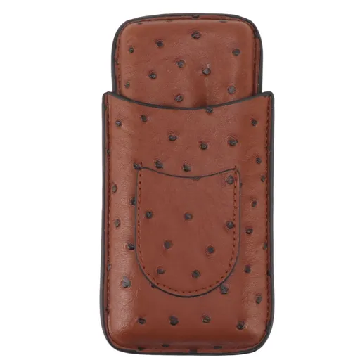 Cigar Case Holder Artificial Leather Brown 3 Finger Cigar Carrying Travel Case Portable for Travel Anniversary Gifts