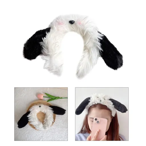 Cute Plush Puppy Long Ear Hair Hoops for Women's Toilet and Makeup Universal Cartoon Funny Hair Accessories