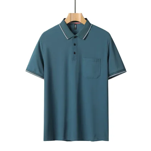 Aguida Men Summer Ice Silk Polo Shirt 6615 lapel dark green XL 70.00 kg-80.00 kg