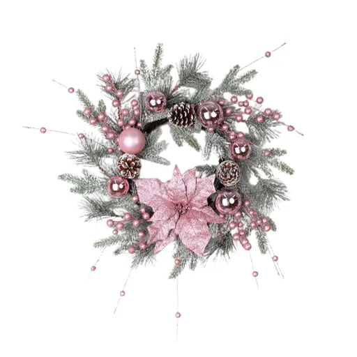 Artificial Xmas Decor Flower and Pine Needles Artificial Xmas Hanging Decor for Home Wreath