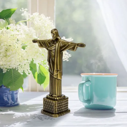 Antique Green Bronze Jesus Statue Figurines 1Set