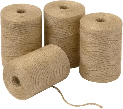 4 Pack Natural Jute Twine String (328 ft Each), 3-Ply Durable Brown Craft Twine for Gardening, Gift Wrapping, Flower Bouquet, Arts & Crafts, Hemp & Burlap String for DIY Projects