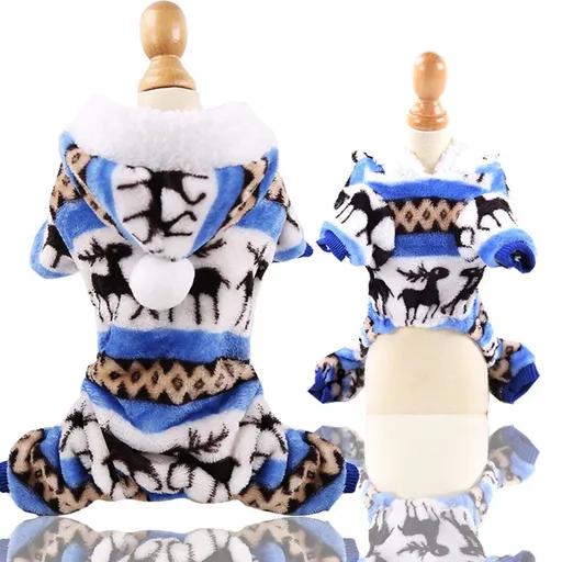 Shine Coral Fleece 4-Leg Pet Clothing for Small Dogs Four-legged flannel row sky blue fawn S bust 35 back length 25cm