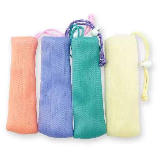 Exfoliating Mesh Soap Pouch, 4Pcs Mesh Soap Saver Bag Bar Soap Pouch Bubble Foam Net for Shower Body Facial Cleaning Tool